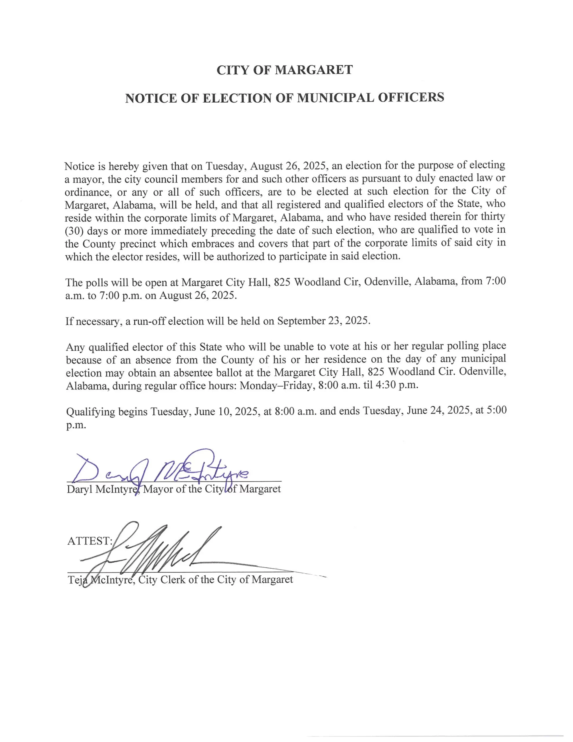 Margaret Notice of Elect, Qualification Fee, and Council Salary-1