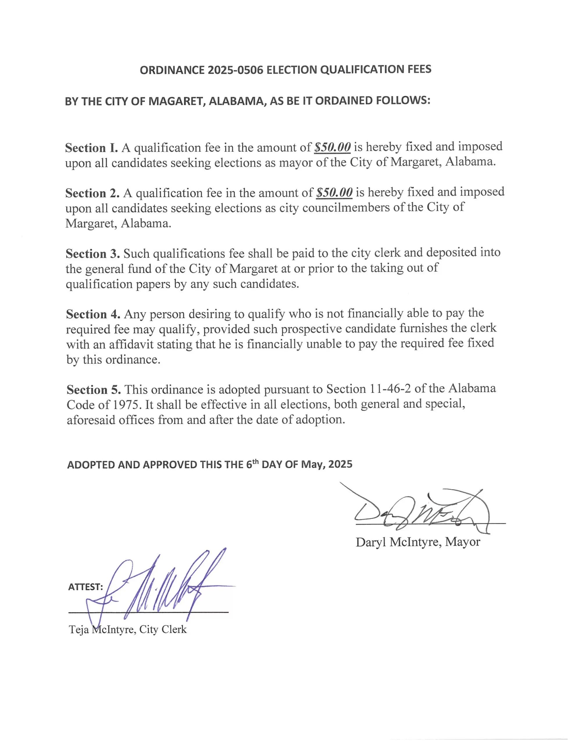 Margaret Notice of Elect, Qualification Fee, and Council Salary-2